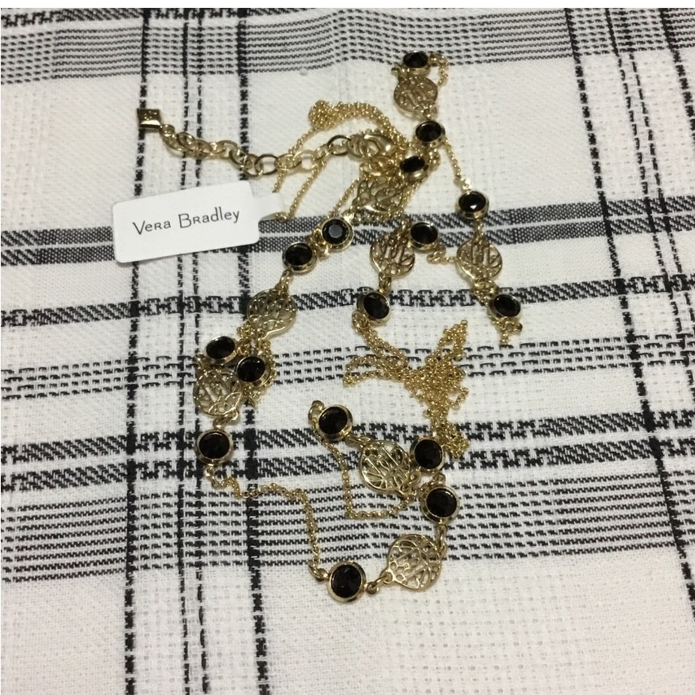 VERA BRADLY NECKLACE NWT COLOR; GOLD TONE BLACK  18” LENGTH